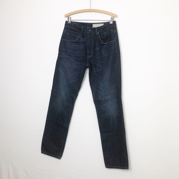 All Saints Spitalfields feels dark wash button fly straight leg jeans. - Picture 10 of 10